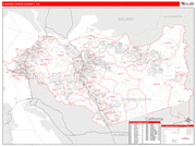 Contra Costa Wall Map Red Line Style